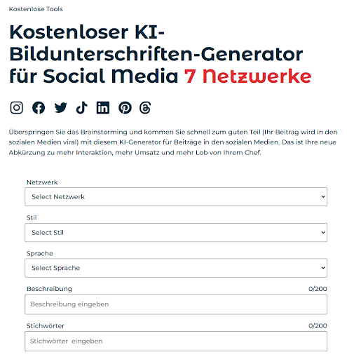 Bildunterschriften-Generator-Tool