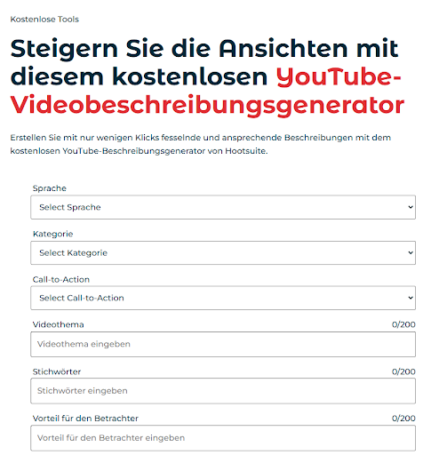 YouTube Videobeschreibungsgenerator