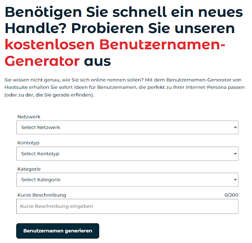 Social-Media-Benutzernamen-Generator von Hootsuite