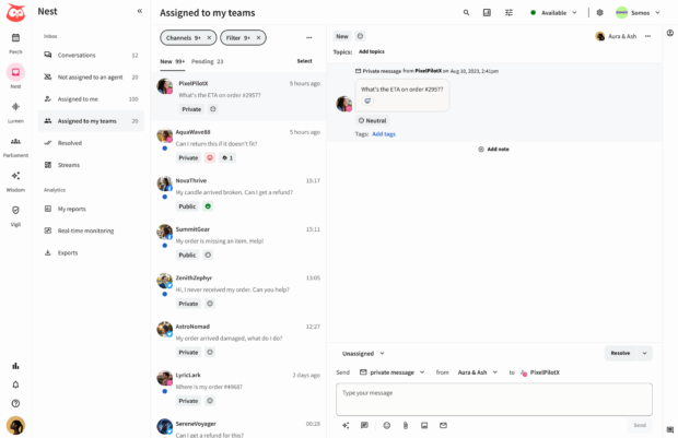 Nest by Hootsuite - Inbox view