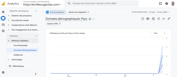Données démographiques de Google Analytics : pays