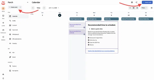 Create a post in Perch