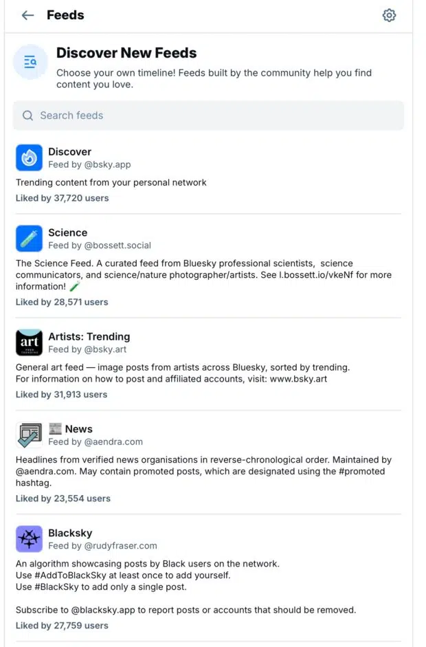 bluesky discover new feeds science