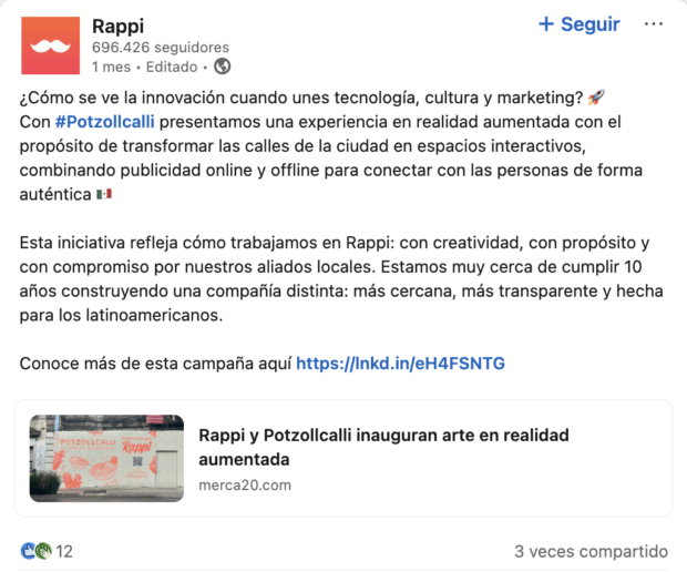 Rappi crea una experiencia de realidad aumentada para Potzollcalli