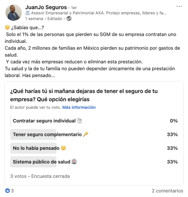 encuesta sobre qué hacer si pierdes tu seguro al cambiar de empresa