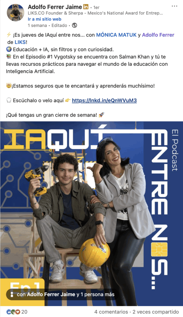 publicación para escuchar el podcast sobre recursos prácticos para navegar el mundo de la educación con inteligencia