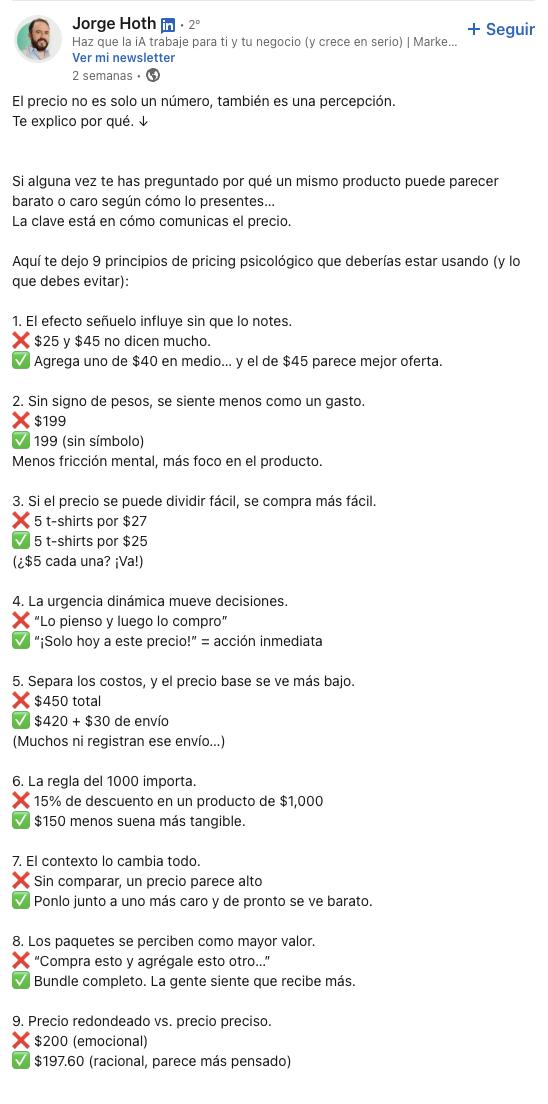 El precio no es solo un número también es una percepción