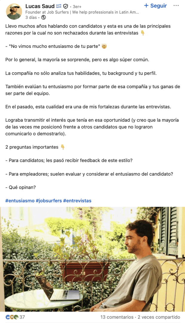 pregunta para candidatos y empleadores sobre el entusiasmo en las entrevistas de trabajo