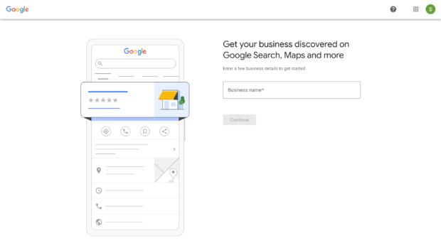A screenshot of the Google My Business setup process, asking a business owner to select their business type: online retail, local store, or service business, crucial steps for optimizing a Google My Business profile.