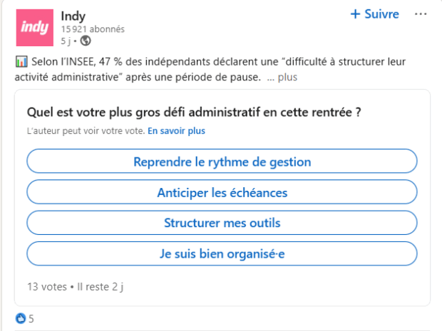 sondage d’Indy quel est votre plus gros défi administratif en cette rentrée