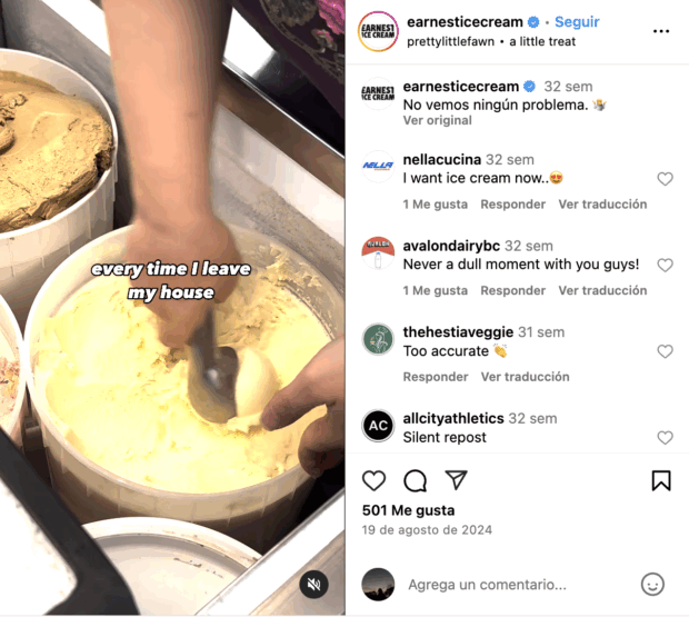 Earnest Ice Cream descripción no vemos ningún problema