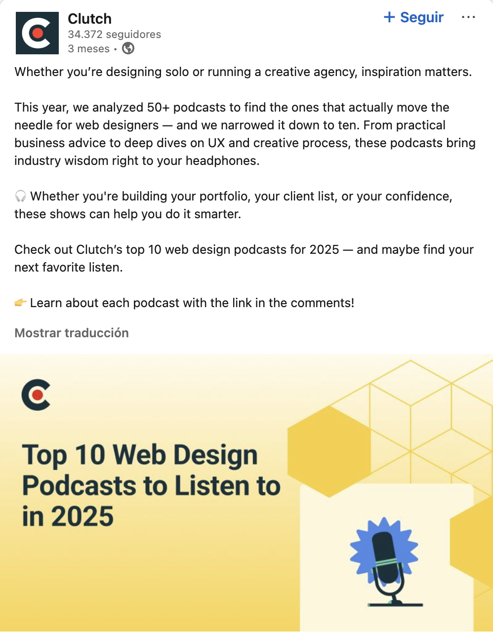 Los 10 mejores podcasts de diseño web de Clutch para escuchar en 2025