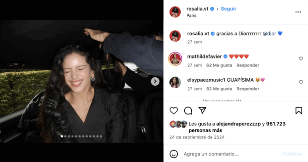 descripción de Rosalía gracias a Dior