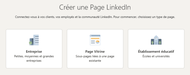 Choix du type de page à créer