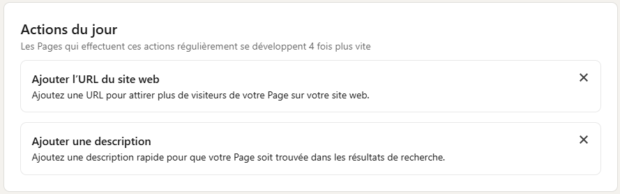 informations à saisir pour configurer votre page