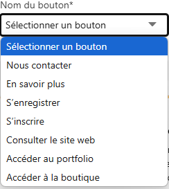 Sélectionnez le bouton à afficher sur votre page