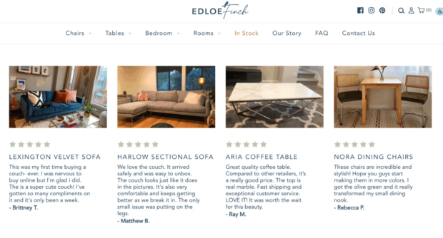 Edloe Finch product page featuring real customer reviews