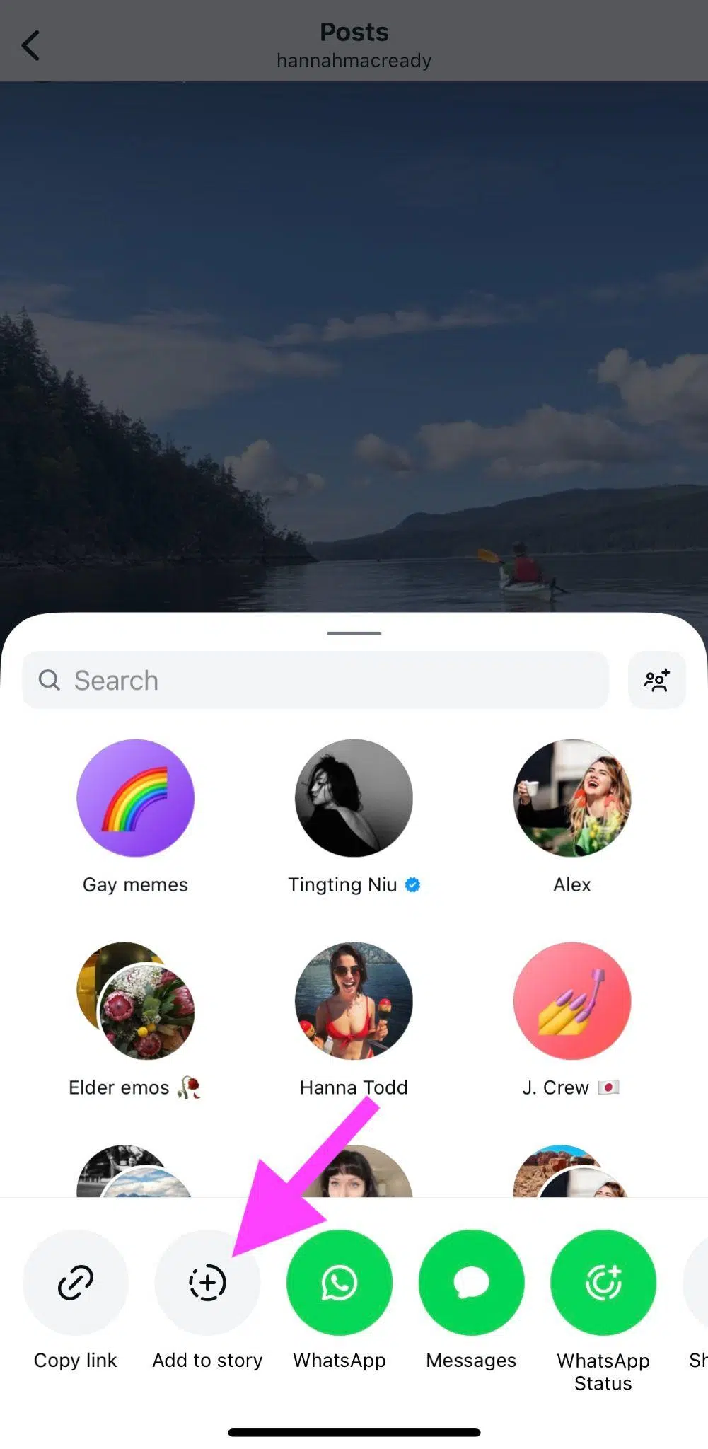 instagram reel settings showing an add to story button on the bottom left