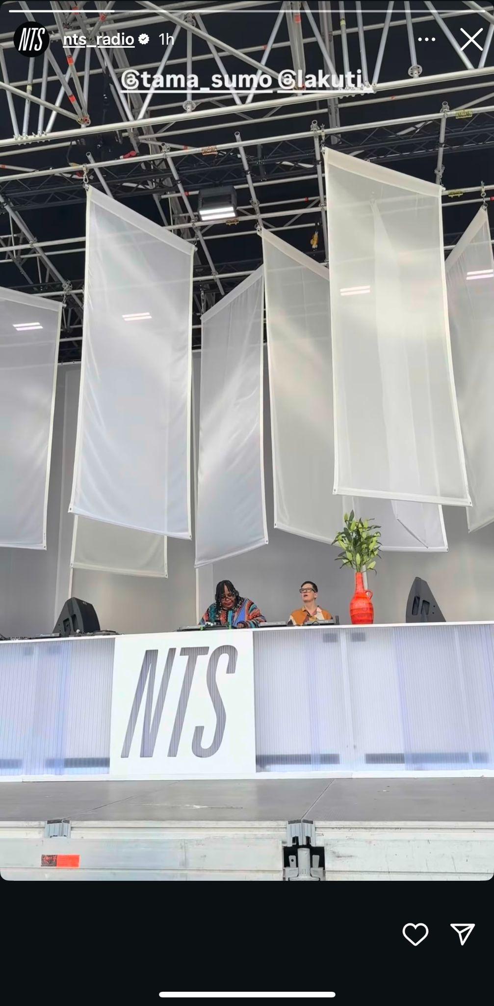 instagram story from nts radio showing a live dj event stage
