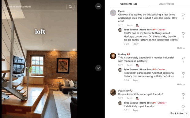 An interior view of a loft with exposed brick and modern furnishings, showcasing a pet-friendly heritage conversion, relevant for real estate social media marketing.