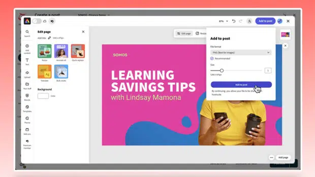 Adobe Express tools inside Hootsuite Compose