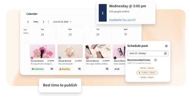 Perch content calendar with recommended posting times