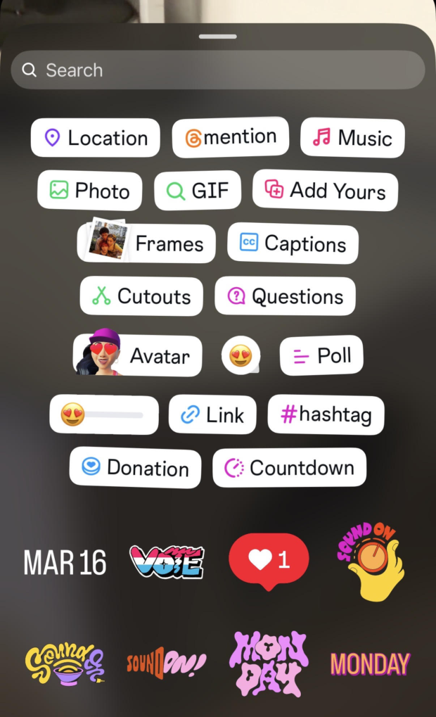 Instagram's 2026 sticker library