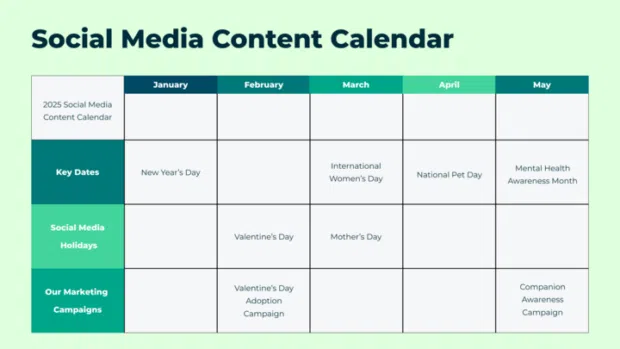 preview of Hootsuite's free social media content calendar template