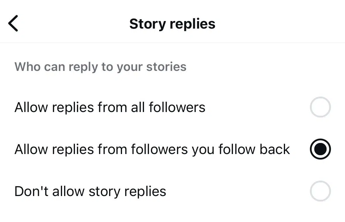 “Instagram story replies options.”