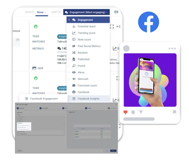 Screenshot of Listening dashboard showing updated Facebook metrics