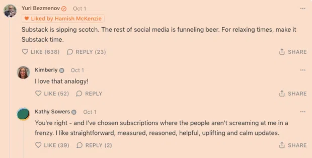 Comments on McKenzie’s post titled “Substack is a social media app”
