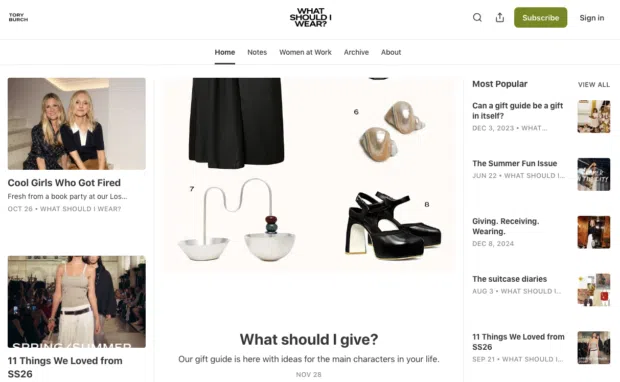 Tory Burch’s Substack: What Should I Wear?