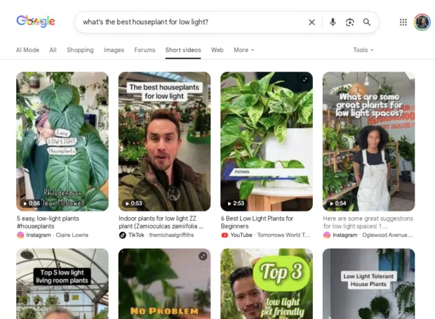 The Short Videos tab of Google is a prime location to benefit from SEO and AEO