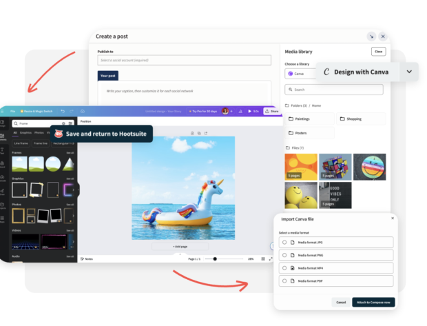 Screenshot of Canva integration in Hootsuite Create