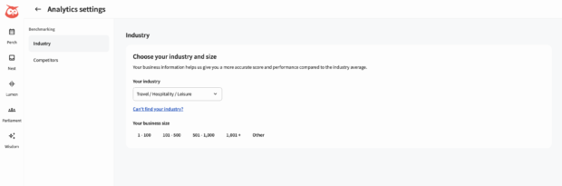 Choose your industry in Perch