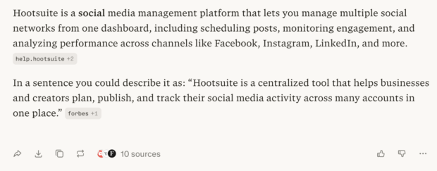 Definition of Hootsuite from an AI assistant