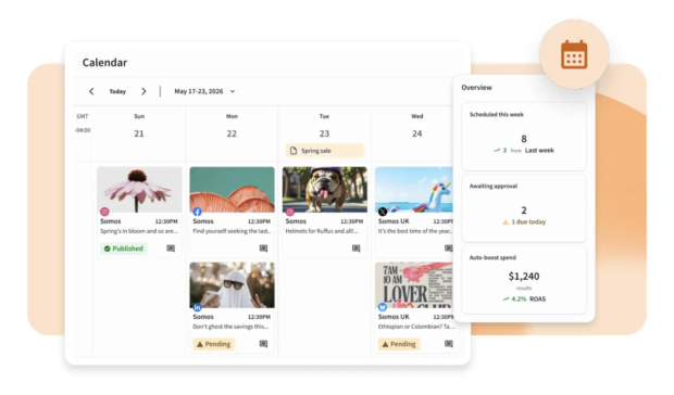 Drag-and-drop social calendar in Perch
