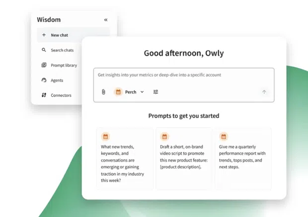 New chat with Wisdom, Hootsuite's social-first AI agent