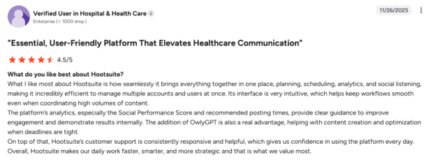 G2 2026 best software product: Hootsuite ranks #1 in marketing