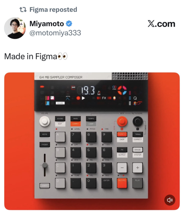 A Tweet from a Figma users sharing what they built using the tool