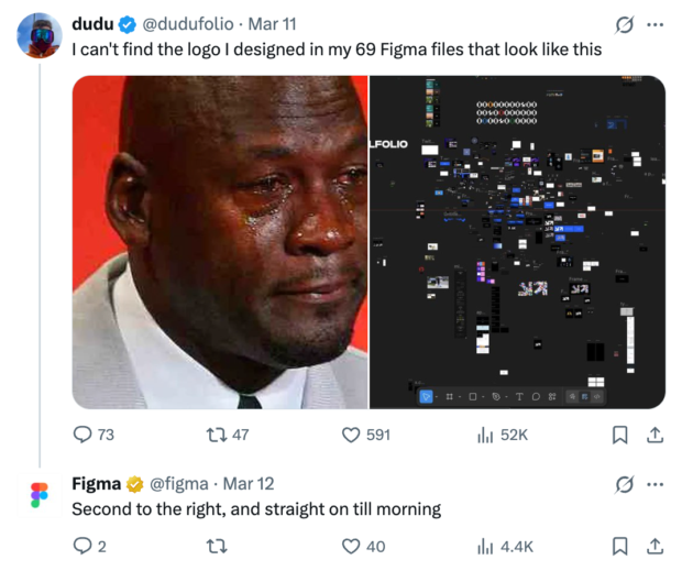 Figma replying to a meme on X