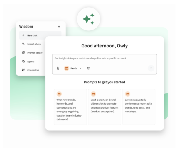 Wisdom surfacing AI-powered patterns and insights from social mention data.