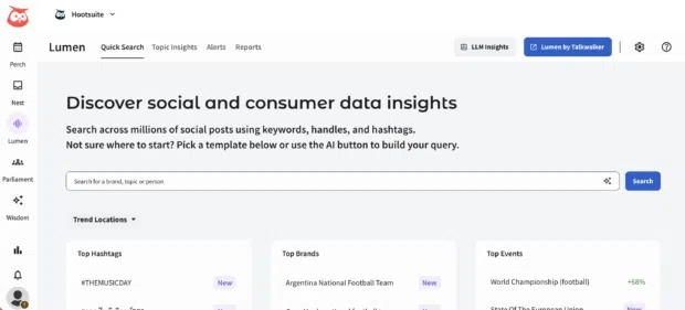 Lumen on hootsuite dashboard