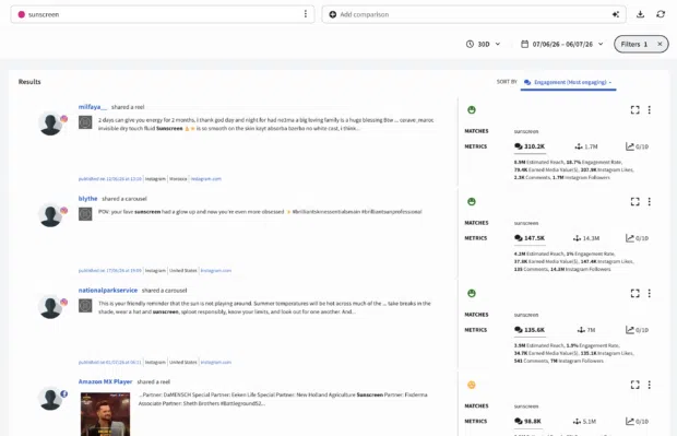 Filtering brand mentions with Quick Search