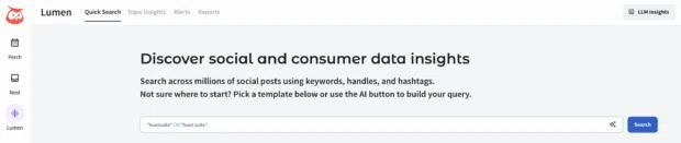 Search bar showing a Boolean query used to refine social mention results - Quick Search