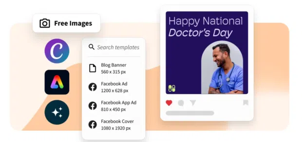 Screenshot of Canva and Adobe Express integrations in Perch