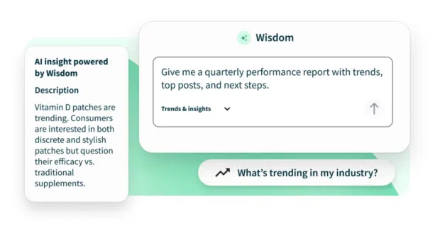 Chat message to Wisdom, asking to it to create a quarterly performance report