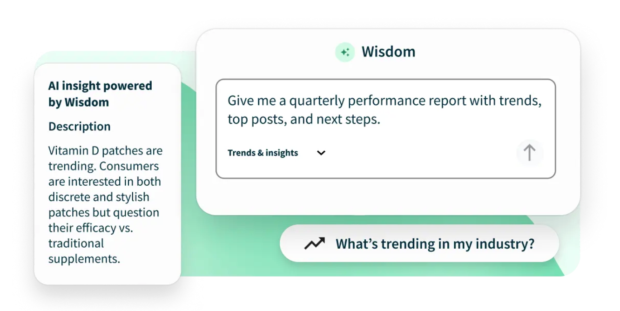 Wisdom chatbot with suggested prompts and an AI-powered summary