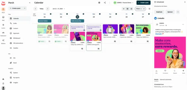 Perch content calendar view