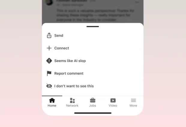 "Seems like AI slop" button on LinkedIn
